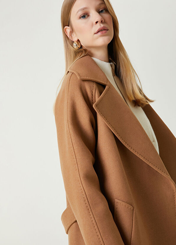 Beymen Club Camel Kruvaze Yün Palto - 2