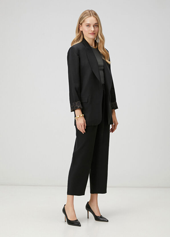 Beymen Club Black Sleeve Leopard Print Blazer - 3