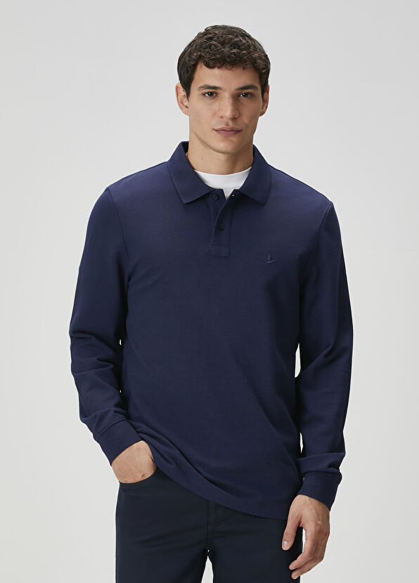 Beymen Club Comfort Fit Koyu Lacivert Polo Yaka Sweatshirt - 1