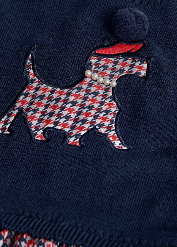 Boboli Navy Blue Animals Patterned Long Sleeve Girls' Dress - 3