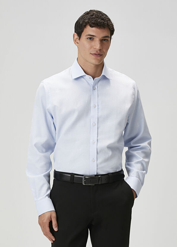 Beymen Club Relax Fit Mavi Armürlü Gömlek - 1