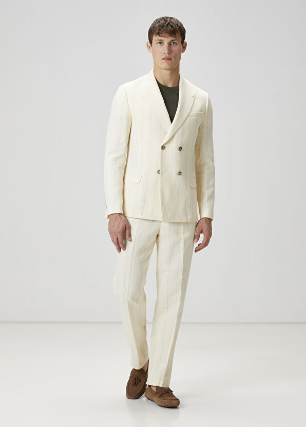 Beymen Club White Stripes Double-Breasted Jacket - 3