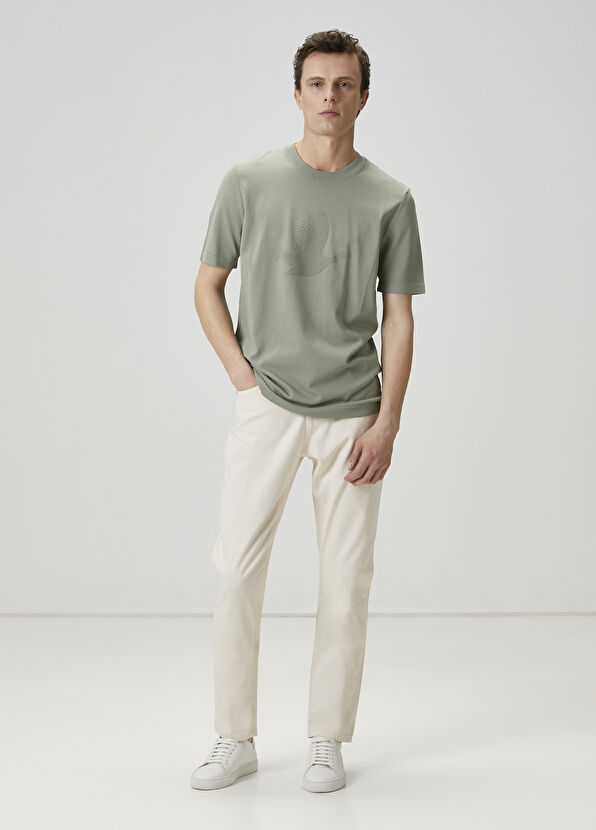 Beymen Club Açık Haki Logo Jakarlı Kısa Kollu Kazak - 3