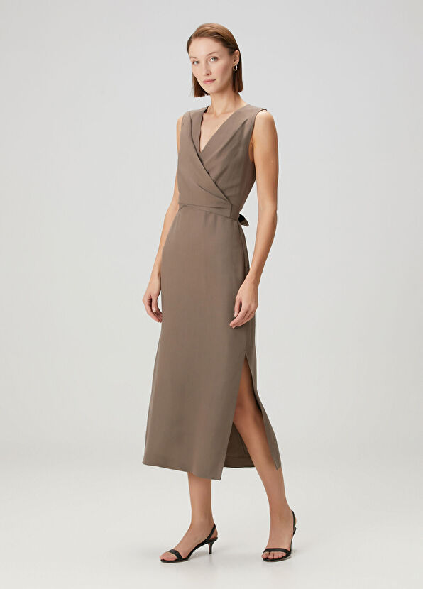 Brunello Cucinelli Kahverengi Midi Elbise - 1