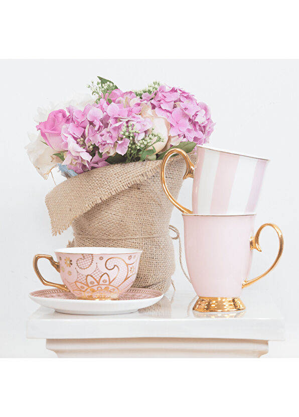 Cristina Re Blush Stripes 24 Ayar Altın Kaplama Mug - 2