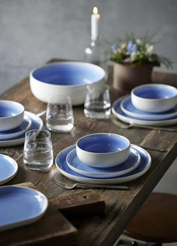 Studio Round North Mat Beyaz Parlak Nehir Seramik Salata Kasesi  - 3