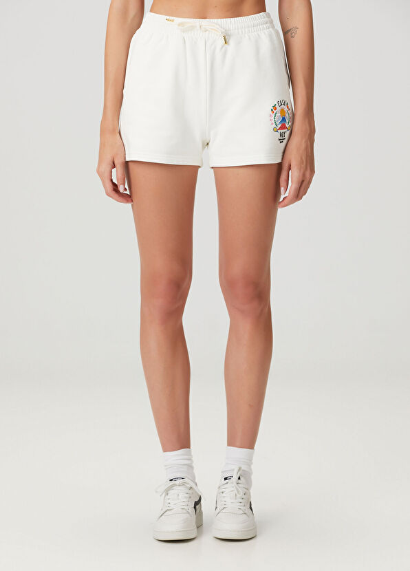 Casablanca Beyaz Nakışlı Şort - 2