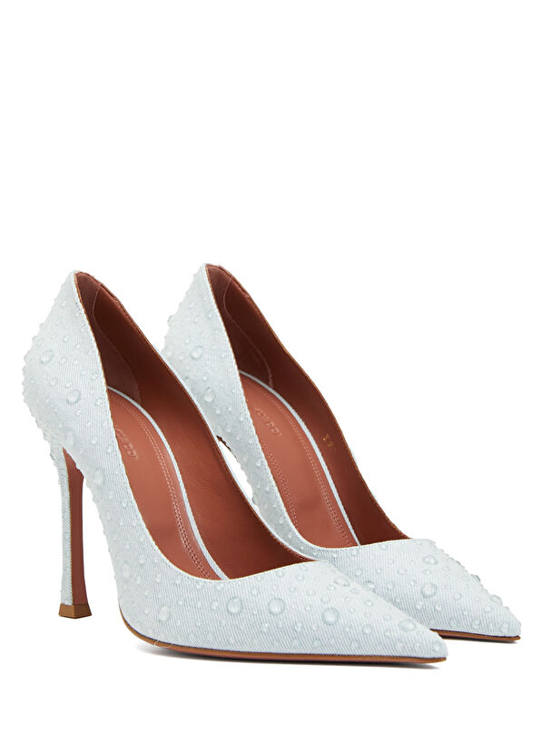 Amina Muaddi Elsa Mavi Deri Stiletto - 2