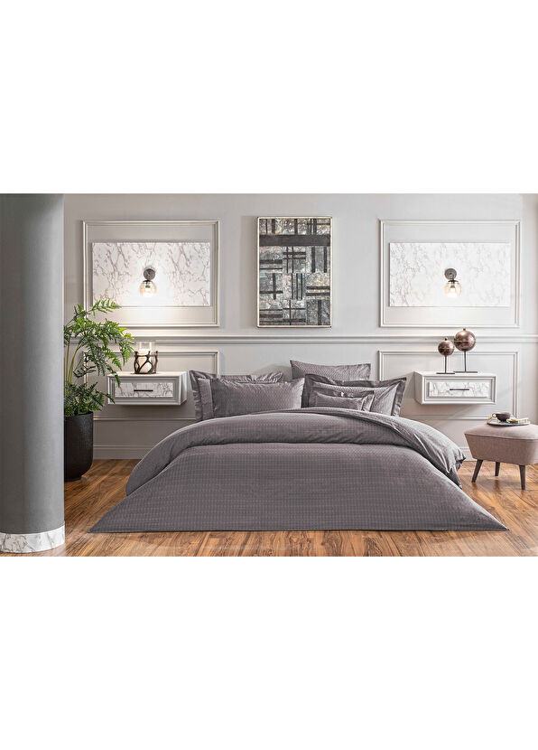 Valeron Cole Antrasit Pamuklu Jakar King Size Nevresim Takımı 240 x 220 cm - 2