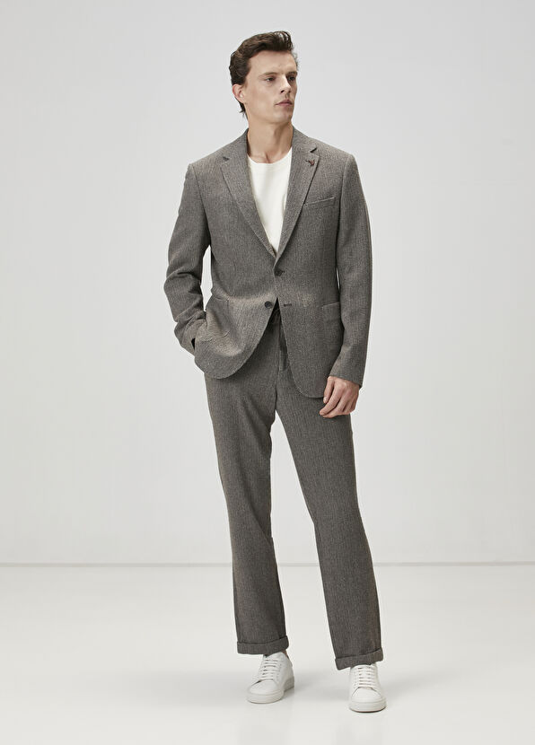 Beymen Club Vizon Beli Kordonlu Crinkle Dokulu Yün Pantolon - 1