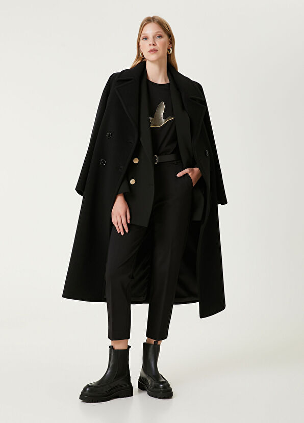 Beymen Club Siyah Kruvaze Yün Kaşe Palto - 2