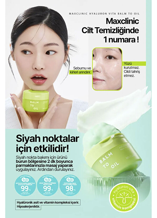 Maxclinic Hyaluron Vita Balm to Oil Makyaj ve Güneş Kremi Temizleme Balmı 90 ml - 2