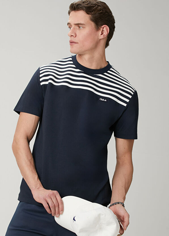 Beymen Club Lacivert Regular Fit Çizgili T-shirt - 1