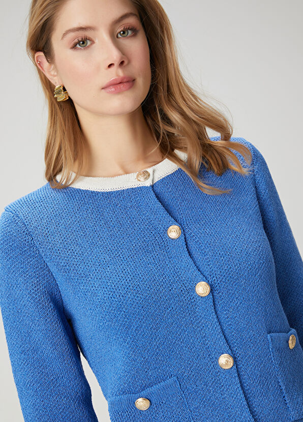 Beymen Club Mavi Şeritli Triko Ceket - 1