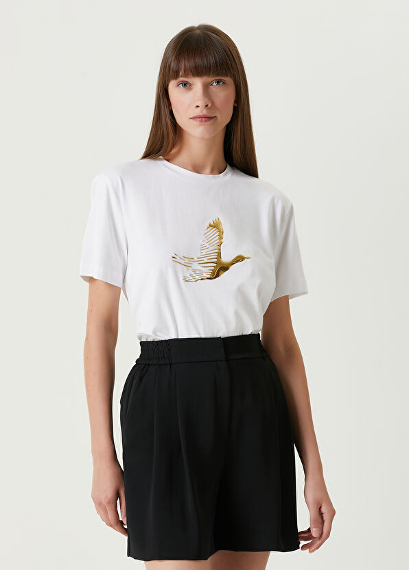 Beymen Club Kırık Beyaz Metalik Logolu T-shirt - 1