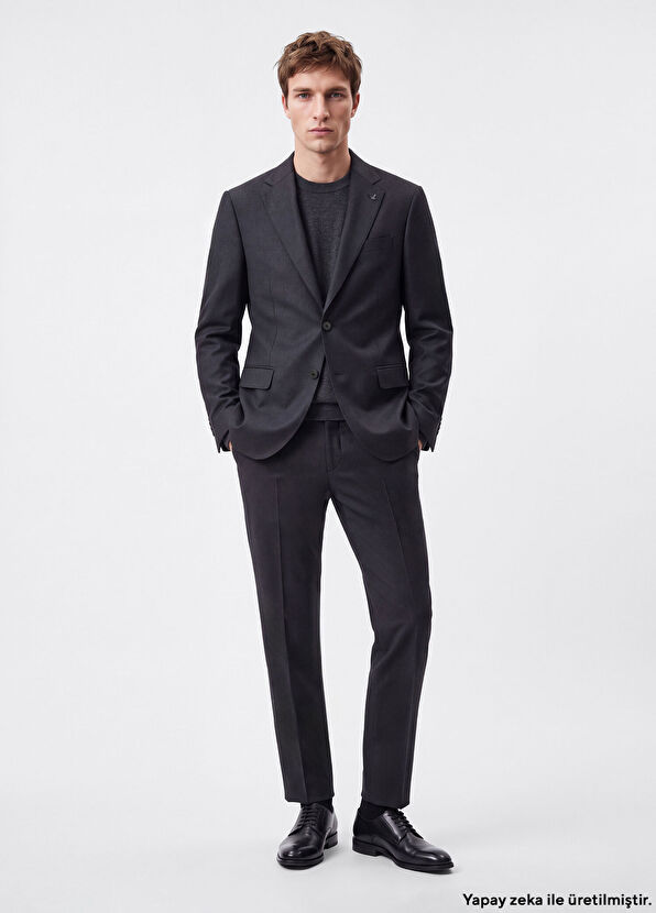 Beymen Club Anthracite Light Flannel Wool Suit - 1