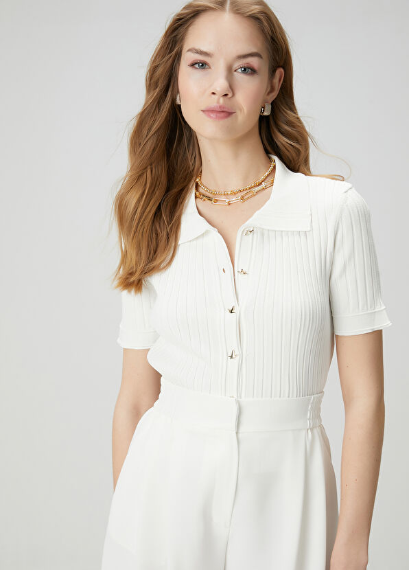 Beymen Club Kırık Beyaz Kaz Düğmeli Kazak - 1