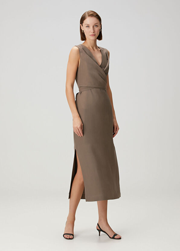 Brunello Cucinelli Kahverengi Midi Elbise - 2