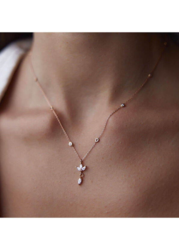 Hamza Yilmaz Jewelry Minimal 14K Gold Women's Necklace with Lotus Motif - 2