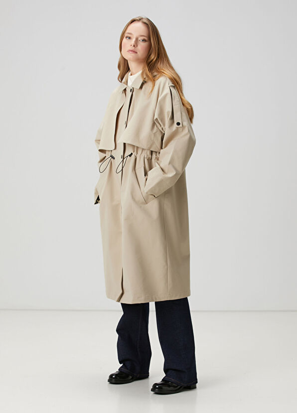 Beymen Club Light Beige Hooded Trench Coat - 3