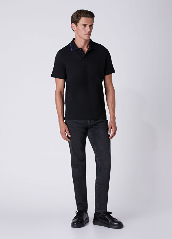 Beymen Club Comfort Fit Siyah Polo Yaka Petek Dokulu T-shirt - 3