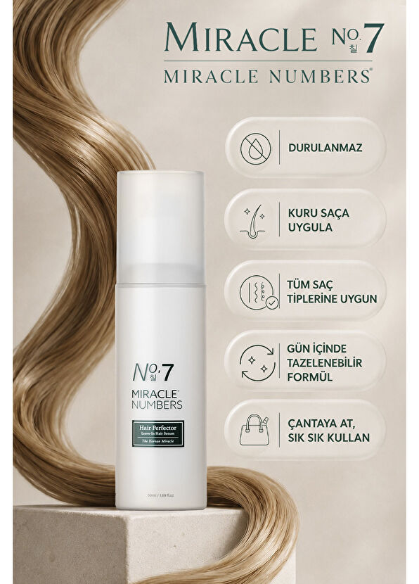 Miracle Numbers Miracle Numbers No:7 Ağırlaştırmayan Bakım Parlaklık  Yoğun Nem ve Pürüzsüz Görünüm Etkili Protein Saç Serumu 50 ml - 3