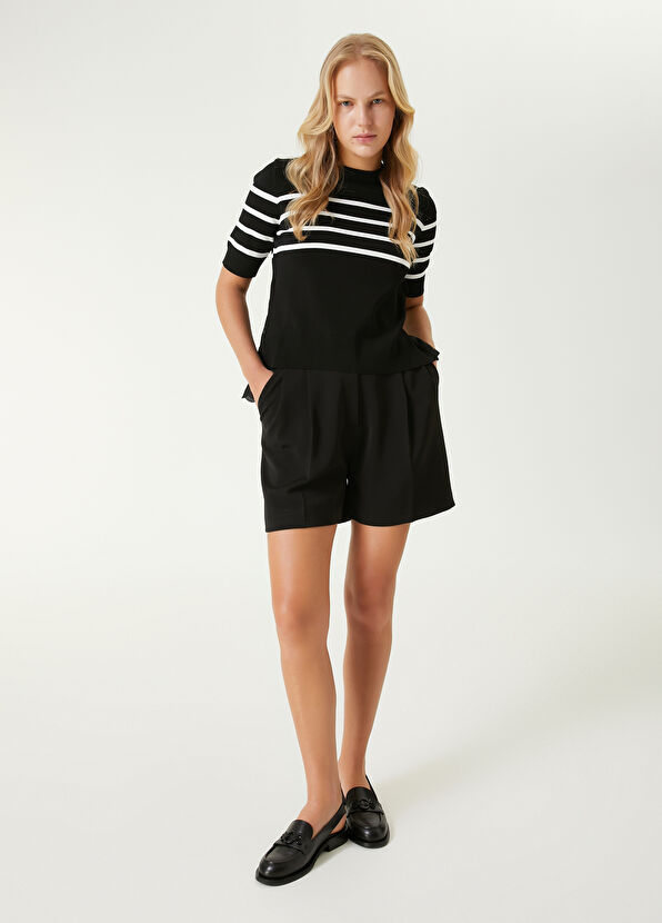 Beymen Club Siyah Beyaz Çizgili Kısa Kol Kazak - 3