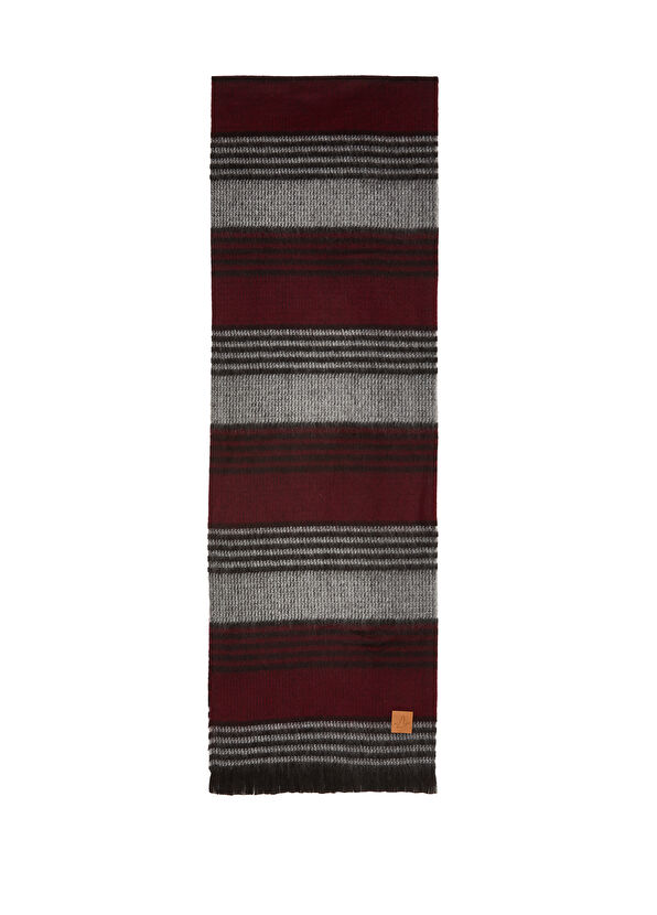 Beymen Club Burgundy Gray Striped Men's Scarf - 2