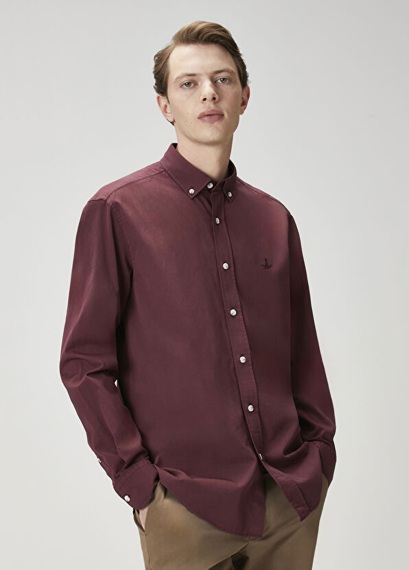 Beymen Club Comfort Fit Plum Gabardine Texture Shirt - 1
