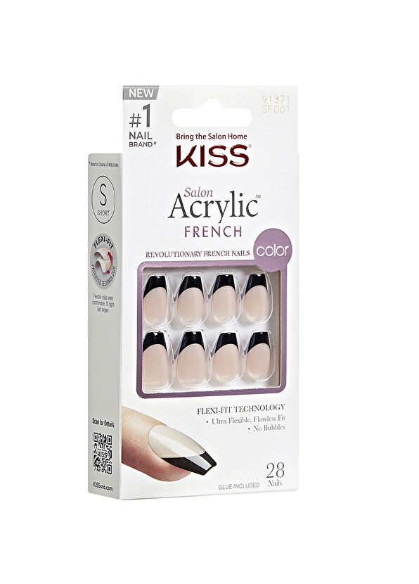Kiss Acrylic Siyah French Oval Takma Tırnak  - 2