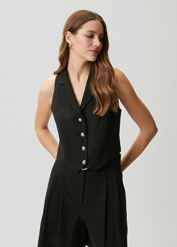 Beymen Club Siyah Pileli Rahat Kesim Keten Şort - 2