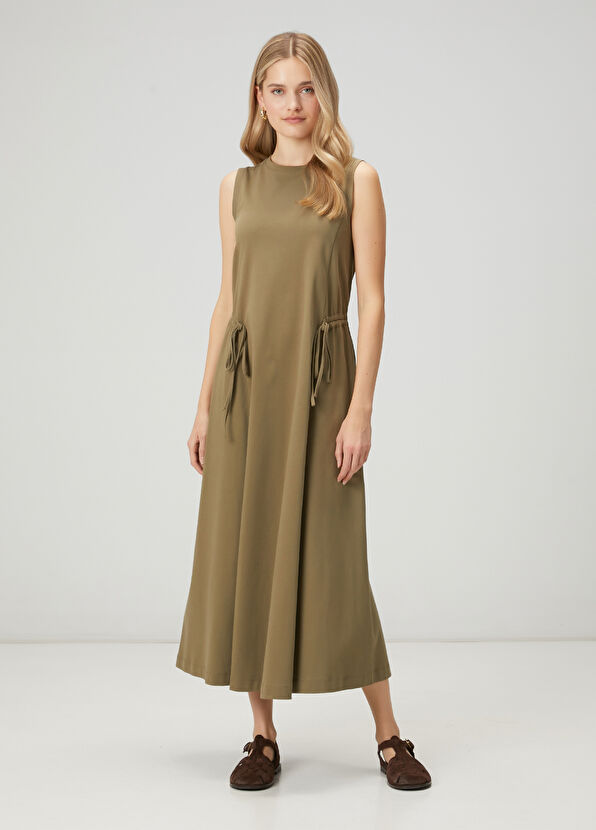 Beymen Club Haki Büzgü Detaylı Uzun Elbise - 1