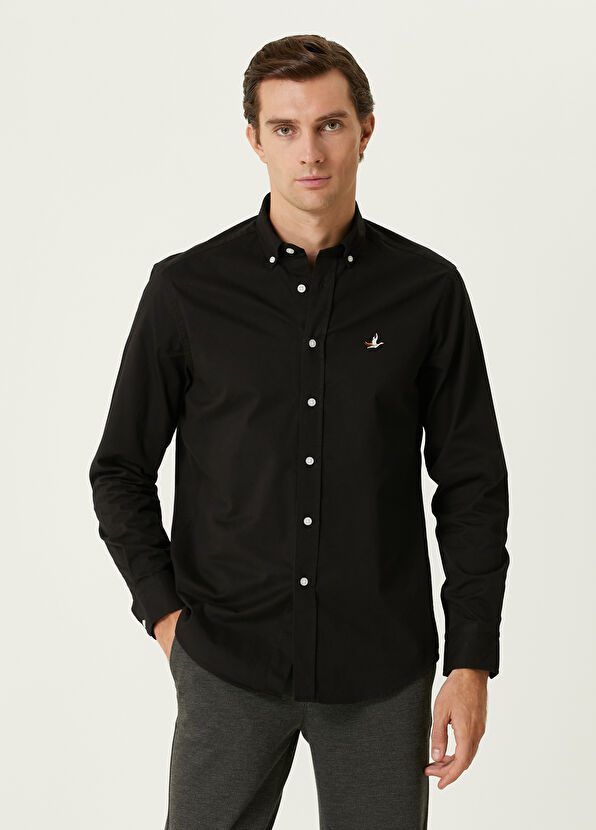 Comfort Fit Siyah Gabardin Dokulu Gömlek Beymen Club Comfort Fit Siyah Gabardin Dokulu Gömlek - 1