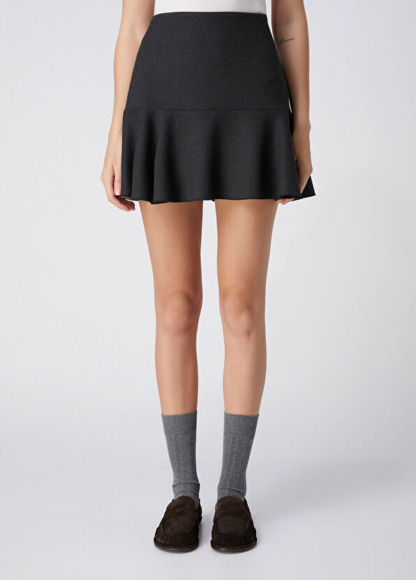 Beymen Club Anthracite Flounced Mini Skirt - 2