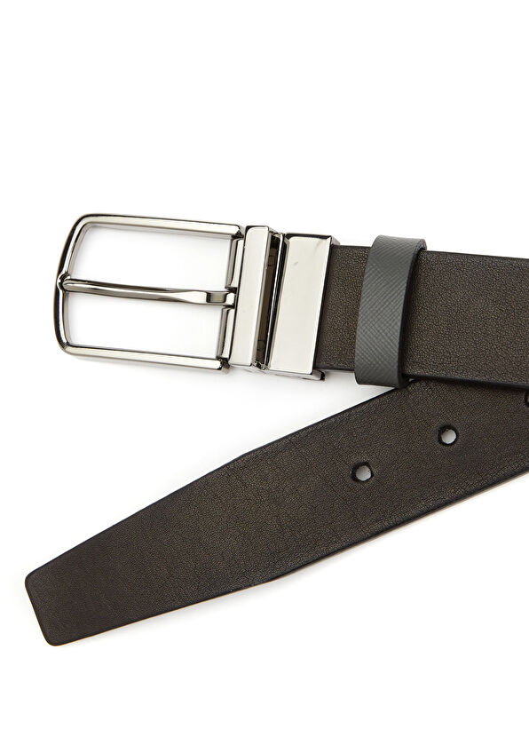 Beymen Club Siyah Antrasit Çift Taraflı Erkek Deri Kemer - 2