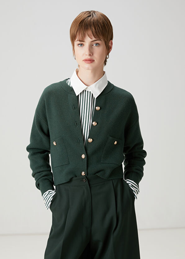 Beymen Club Green Wool Knit Cardigan - 1