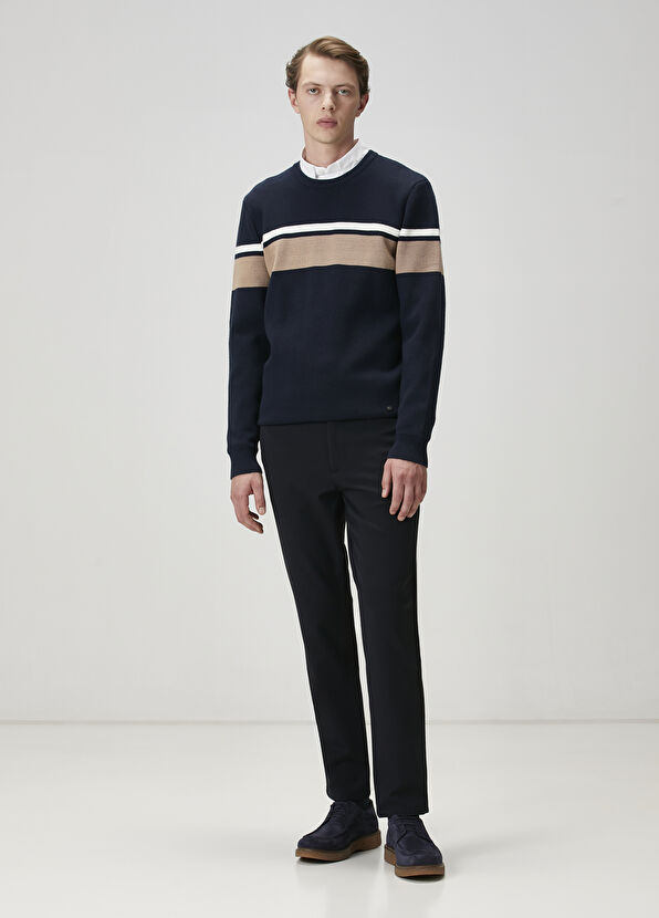 Beymen Club Navy Blue Stripe Jacquard Sweater - 2