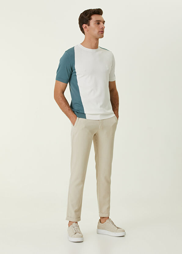 Beymen Club Beyaz Omzu Colorblocked Detaylı Kısa Kollu Kazak - 2