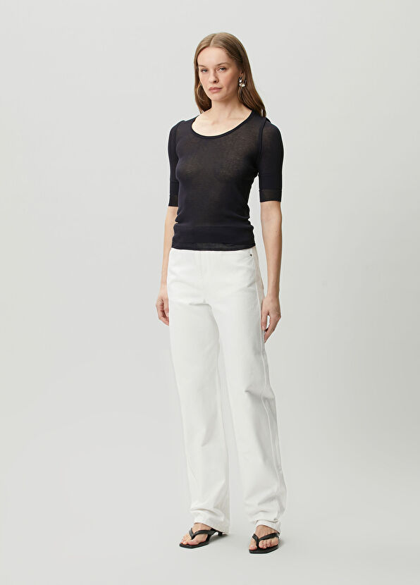 Lemaire Navy Transparent Textured T-shirt - 2