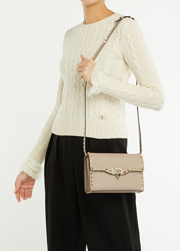 Rockstud Top Small Nude Kadın Deri Çanta - Görsel 3