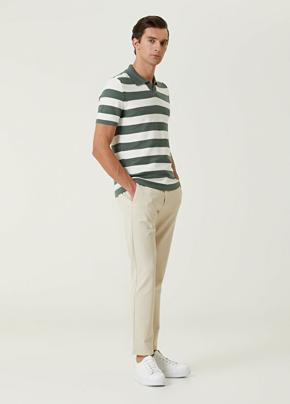 Beymen Club Çağla Polo Yaka Şerit Jakarlı Kısa Kollu Triko - 3