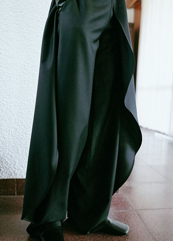 Rawe Heroine Jumpsuit Black Wool Cape Effect Strapless Women's Jumpsuit - 3