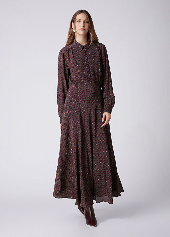 Beymen Club Plum Patterned Maxi Shirt Dress - 2