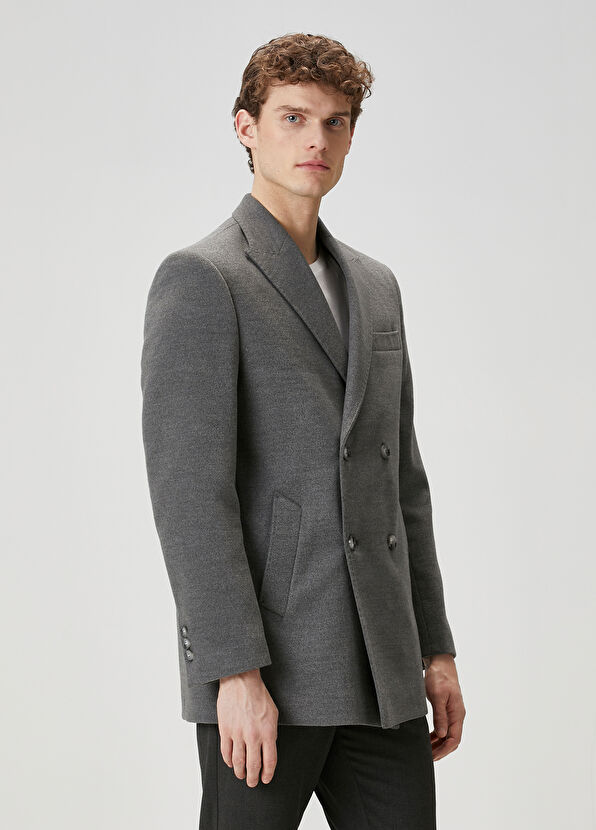 Beymen Club Gri Kruvaze Kaban - 3