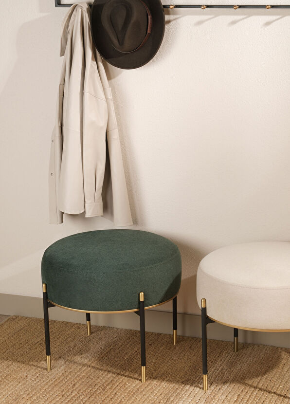 Sürton Kirit Ördek Yeşili Siyah Gold Metal Ayaklı Ottoman Puf - 2