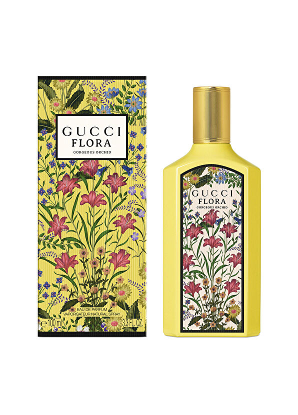 Gucci Flora Gorgeous Orchid 100 ML + Mascara Le Magnetisme 01 Ever Black + Gloss a Perch 117 Joslyn Clair + Gucci Mirror + Mini Mascara Makeup Set - 3
