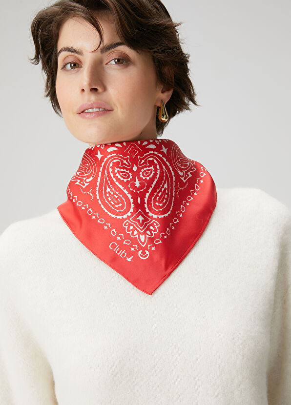 Beymen Club Red Silk Scarf - 1