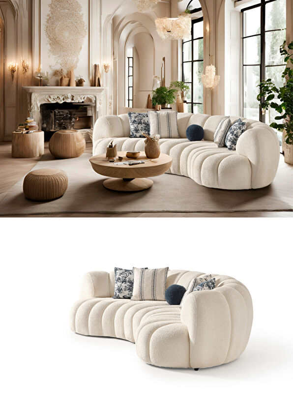 Bekaliving Bandung Bej Şönil Simetrik Kanepe - 4