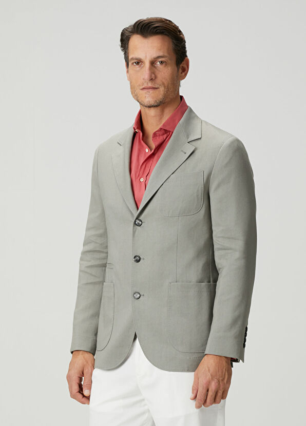 Brunello Cucinelli Khaki Linen Jacket - 3