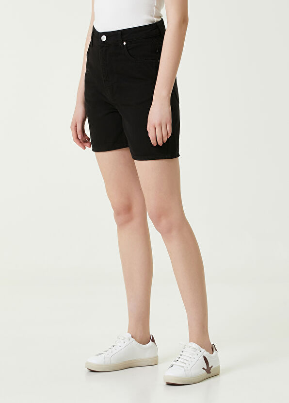 Beymen Club Black High Waist Denim Shorts - 2